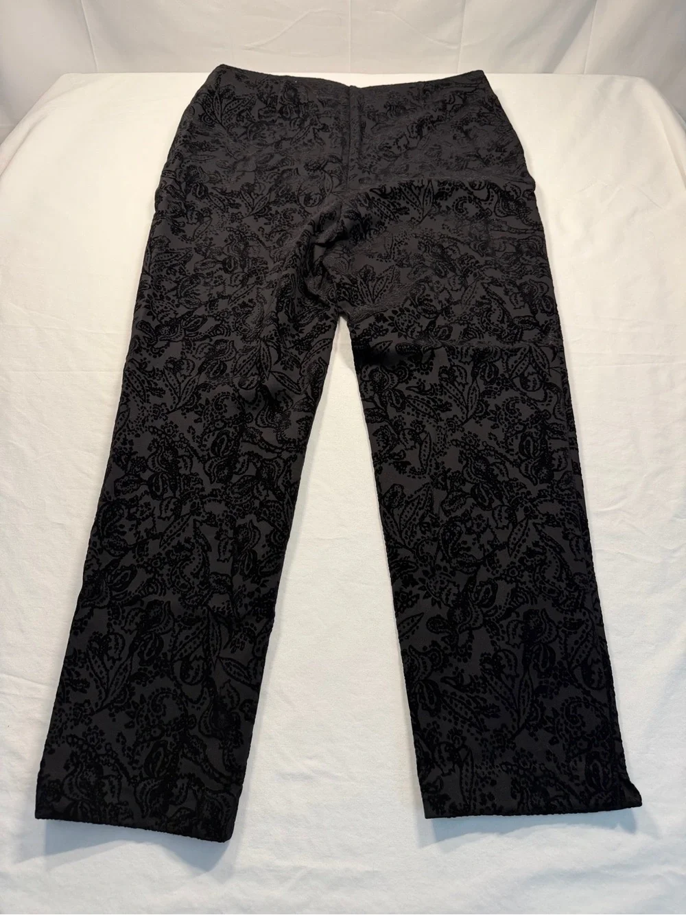 Chicos Woman's Size 8 Black Brocade Straight-Leg Evening Pants